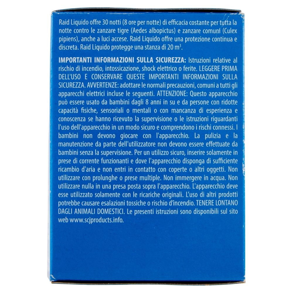 Raid Liquido Elettrico Antizanzare Contro Zanzare, 30 Notti, 1 Base e 1 Ricarica 21 ml